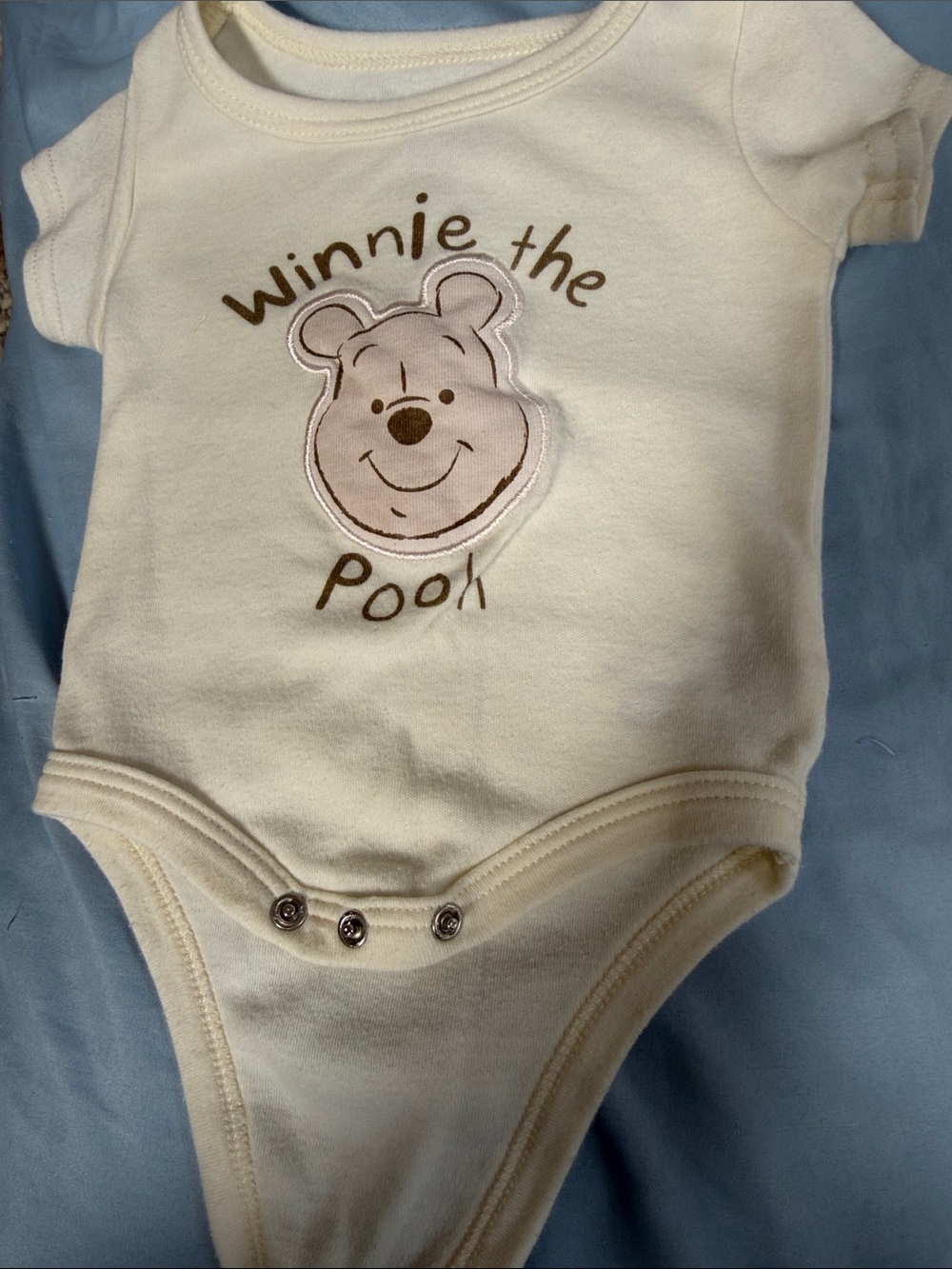 Disney Cream Winnie the Pooh Applique Baby Bodysuit